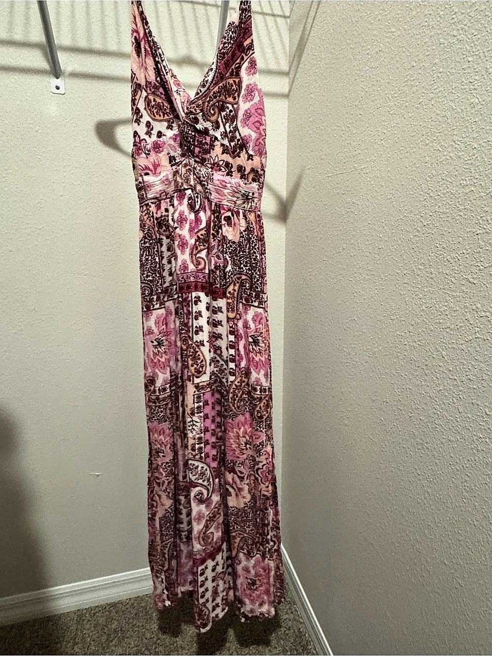 ANGIE Paisley Maxi Dress in Pink & Purple Size Large Like New